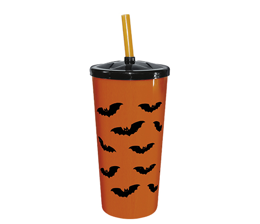 COPO CAN.0,6 L HALLOWEEN MORCEGO LARANJA